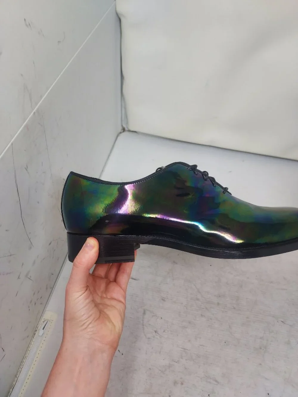 Christian Louboutin Corteo Rainbow RARE Holographic Iridescent Lace Up Shoe
